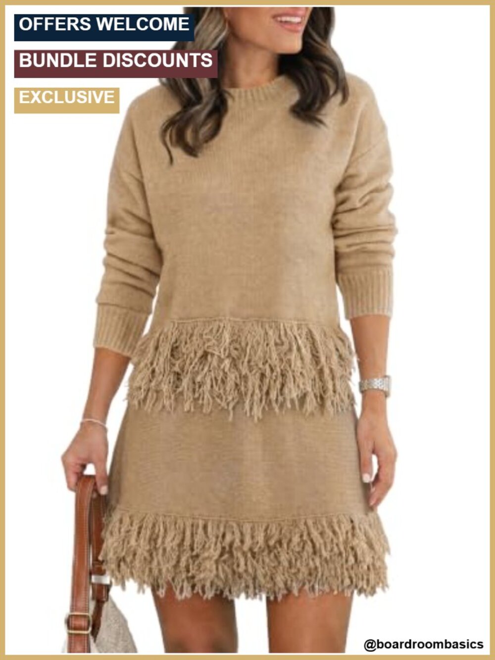 Fringe Knit Sweater & Mini Skirt 2-Piece Set Cozy Long Sleeve Outfit